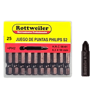 Punta Magnetica *Rotweiler -Set x 10 pzs. PH2 x 25 mm.