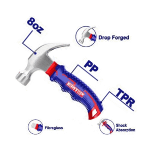 MARTILLO CARPINTERO Fibra/Tpr 220gr Cabo CORTO *EMTOP// ET-EHAMCH0802