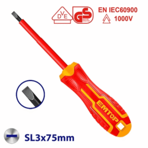 Destornillador 1000V IND. PL 3x75mm Cr *EMTOP// ET-ESDRJ3075