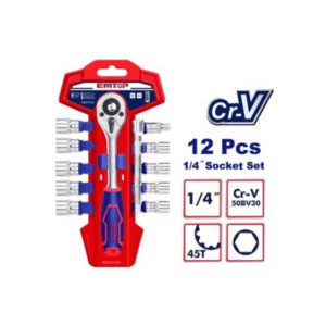 TUBO Jgo. de 12 Pz 1/4" criquet y ext. *EMTOP// ET-ESKT14122