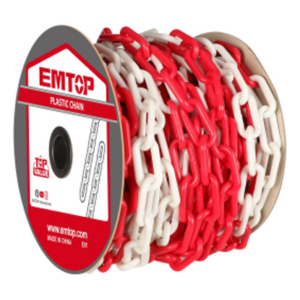 CADENA PLASTICA *EMTOP* Roja y Blanca 8 mm. x 25 mtr.