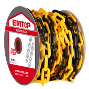 CADENA PLASTICA *EMTOP* Amar/Negra 8 mm. x 25 mtr.