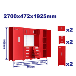 Mobiliario de taller modular 2,7mt 6 cpos alt.1925mm Industrial EMTOP EMCS3A06