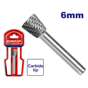Fresa cono invertido de tungsteno diam 8mm perno 6mm EMTOP // ET-EHRRC0604