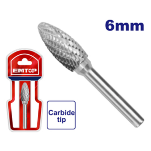 Fresa oval de tungsteo diam 8mm perno 6mm EMTOP // ET-EHRRC0602