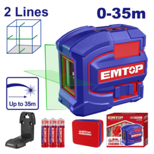 Nivel laser verde 35mt 2 lineas Industrial EMTOP // ET-ESLE21601