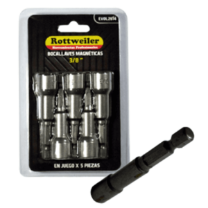 BOCALLAVE MAGNETICA 3/8" x 5 Pzas."Rottweiller"