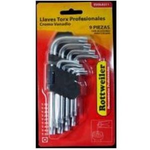 LLAVE Torx Juego x 9 Piezas Rottweiler Serie Corta