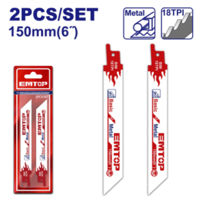 HOJA DE SIERRA sable -Set x 2u -Metal 150mm -18T Bimetal *EMTOP//ET- ERSB922EF