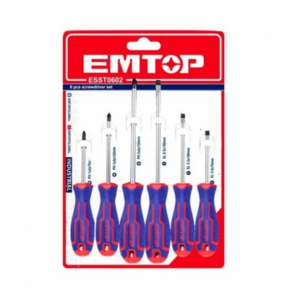 Destornillador -Set de 6 pzs Cr-v *EMTOP// ET-ESST0602