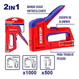 Engrampadora Aluminio tipo Stanley 2 en 1 *EMTOP// ET-ESGU3001