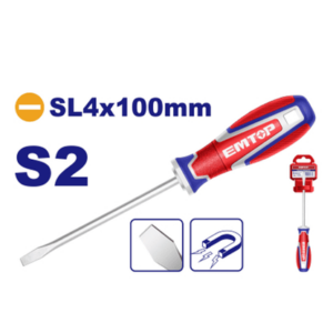 Destornillador Plano - imantado SL4x100mm *EMTOP// ET-ESDRSL4100