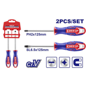 Destornillador -Set 2 PL y PH x 125mm Cr-v *EMTOP// ET-ESST0202