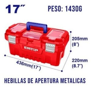 CAJA HERRAMIENTAS Plastica 17 pul 436x220x205 c/band 15K *EMTOP// ET-EPBX1702